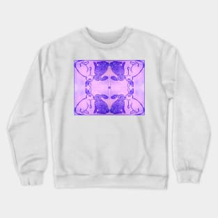 Purple Kissing Bunnies - Mirror Image Pattern Crewneck Sweatshirt